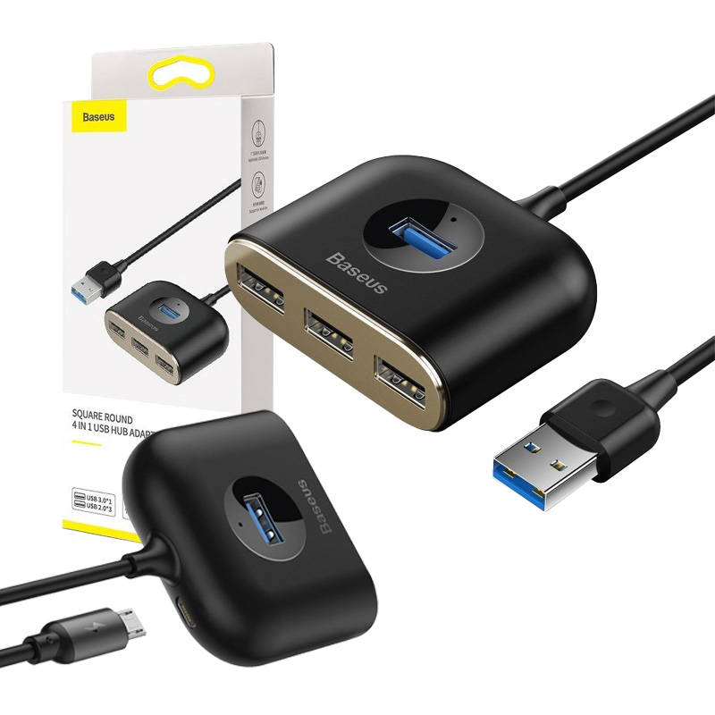 Baseus HUB Square Round USB Adapter USB 3.0 σε 1x USB 3.0 + 3x USB 2.0.1m (Μαύρο)