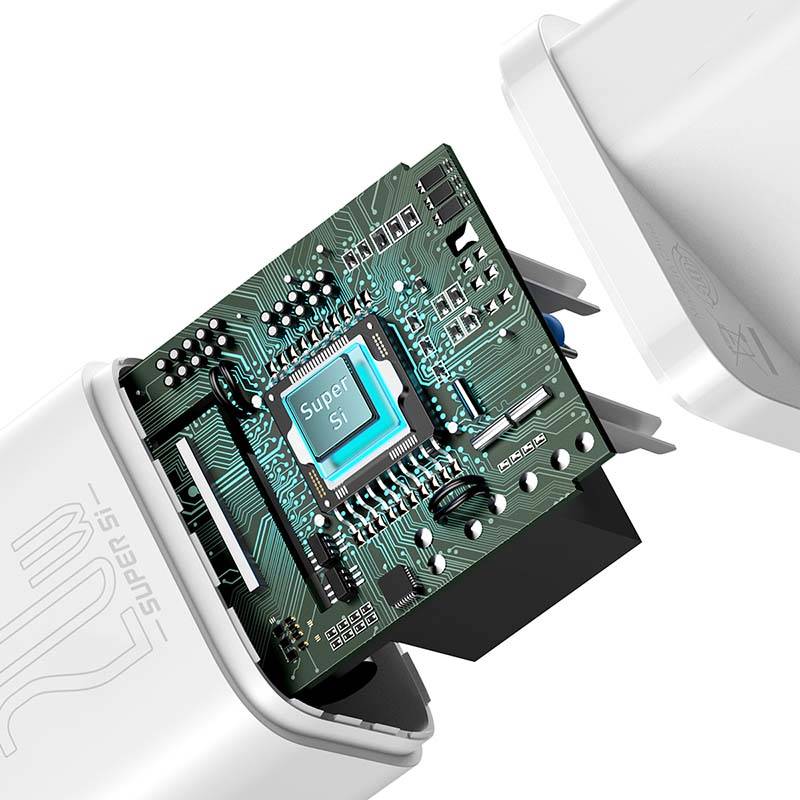 Baseus Γρήγορος Φορτιστής Super Si 1C 20W (Λευκό)