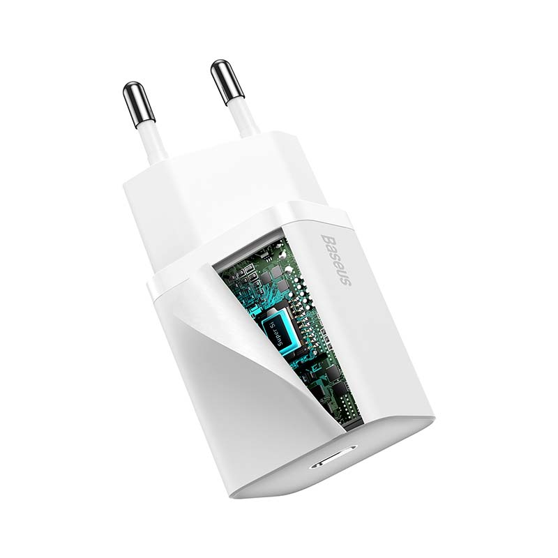 Baseus Γρήγορος Φορτιστής Super Si 1C 20W (Λευκό)