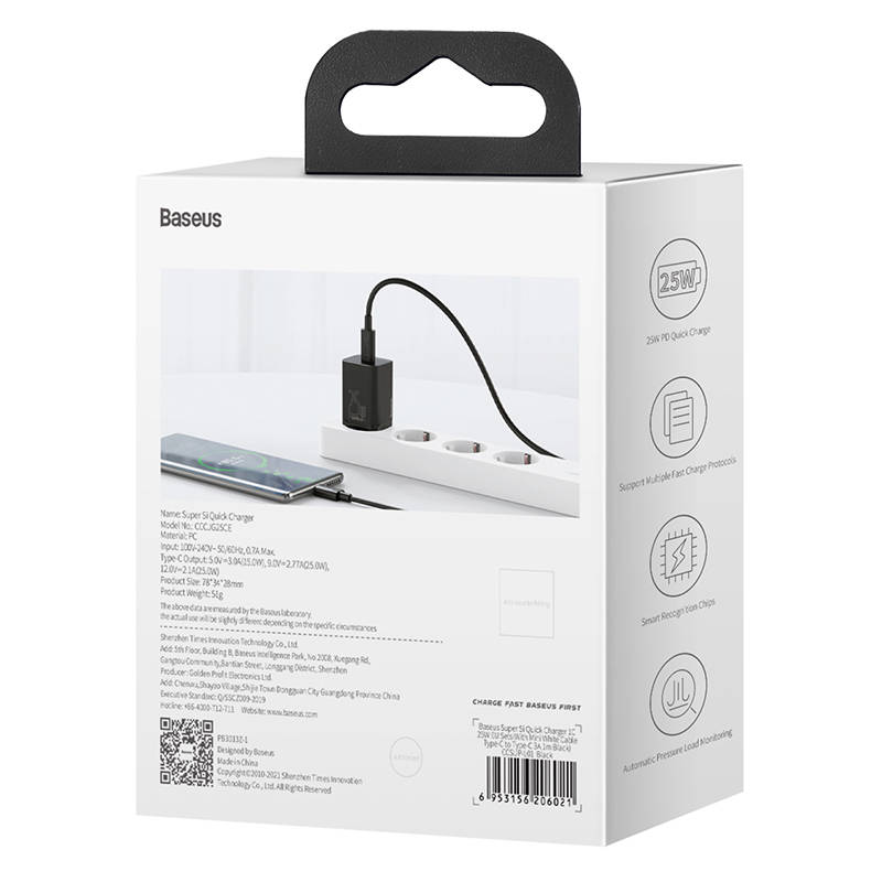 Baseus Φορτιστής Super Si 1C 25W (Μαύρο)