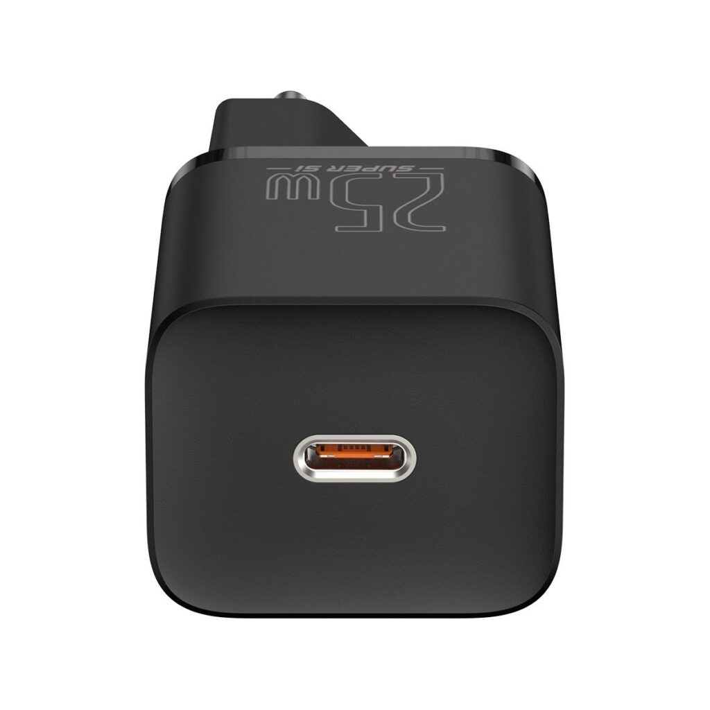 Baseus Φορτιστής Super Si 1C 25W με Καλώδιο USB-C και Θύρα USB-C 1m (Μαύρο)