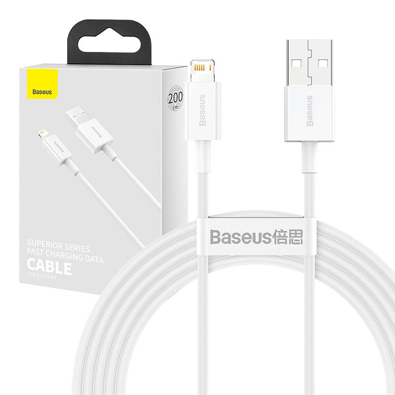 Baseus Καλώδιο USB σε Lightning Superior Series 2.4A 2m (Λευκό)