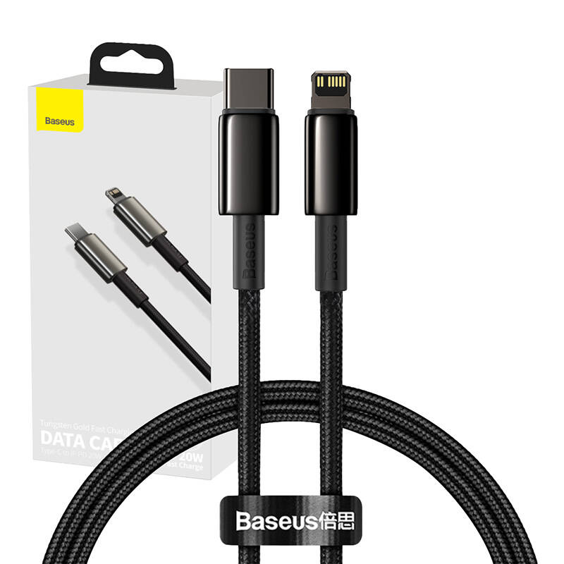 Baseus Καλώδιο USB-C σε Lightning Tungsten Gold PD 20W 1m (Μαύρο)