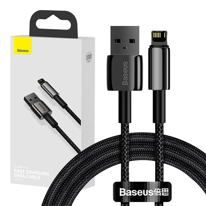 Baseus Καλώδιο USB σε Lightning Tungsten Gold 2.4A 1m (Μαύρο)