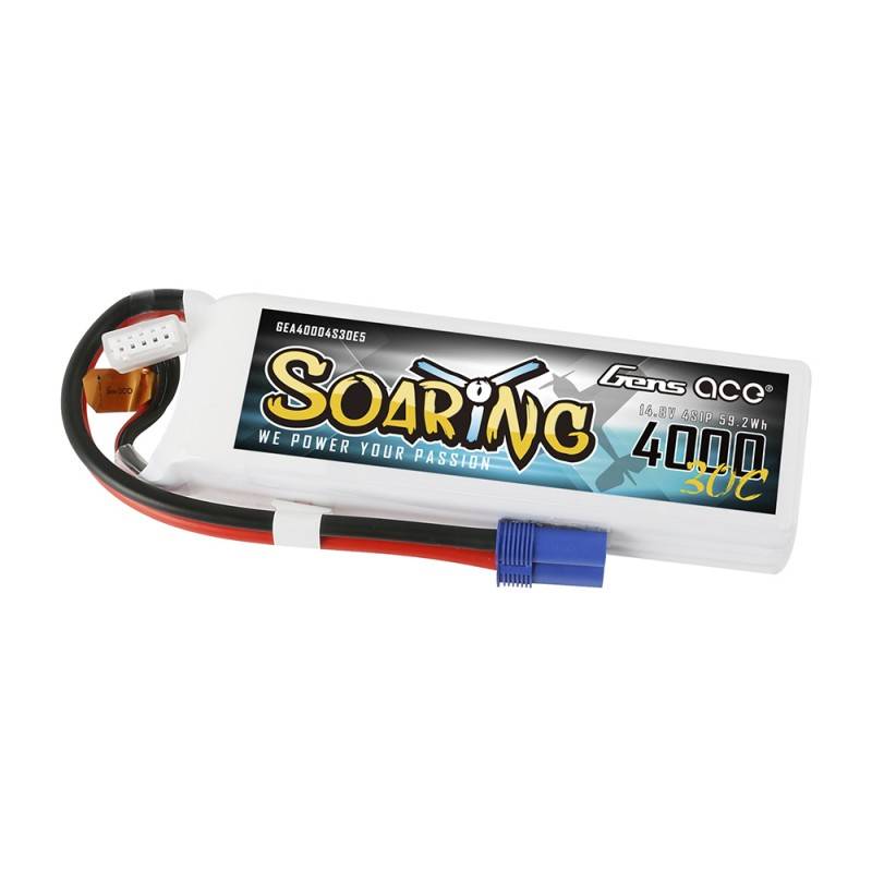Gens Ace Soaring 4000mAh 14.8V 30C 4S1P EC5 battery