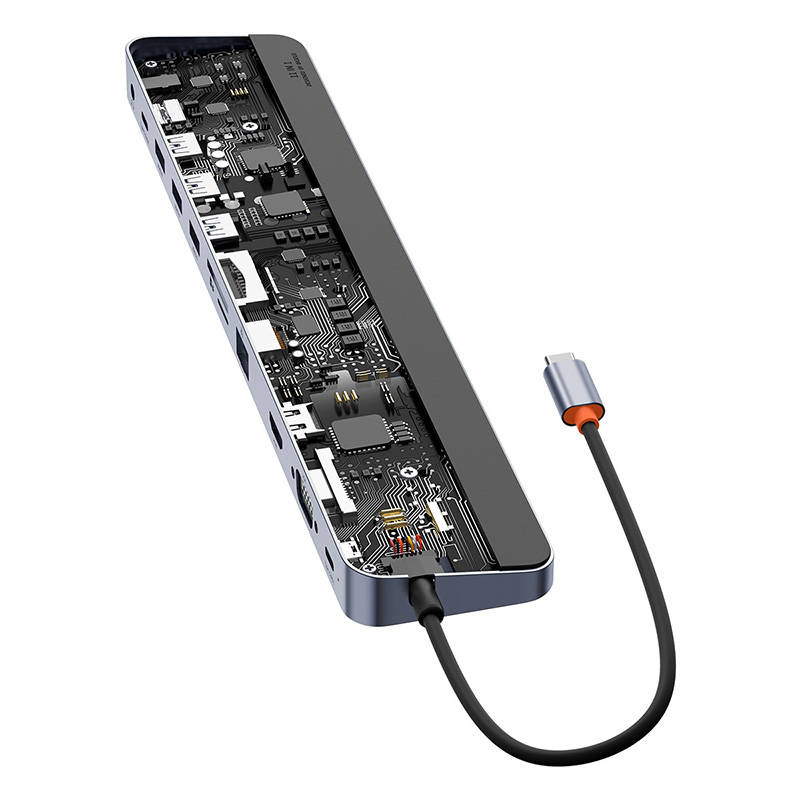 Baseus Docking Station 11σε1 EliteJoy Gen2 Series USB-C σε 3xUSB 3.0 + USB 2.0 + USB-C PD + USB-C + RJ45 + HDMI + Υποδοχή 3.5mm + SD/TF (Γκρι)