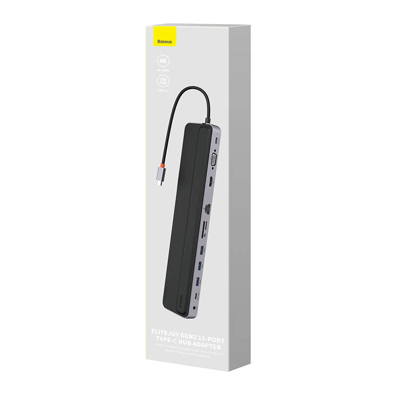 Baseus Docking Station 11σε1 EliteJoy Gen2 Series USB-C σε 3xUSB 3.0 + USB 2.0 + USB-C PD + USB-C + RJ45 + HDMI + Υποδοχή 3.5mm + SD/TF (Γκρι)