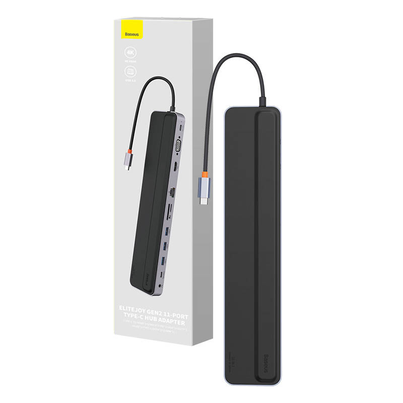 Baseus Docking Station 11σε1 EliteJoy Gen2 Series USB-C σε 3xUSB 3.0 + USB 2.0 + USB-C PD + USB-C + RJ45 + HDMI + Υποδοχή 3.5mm + SD/TF (Γκρι)
