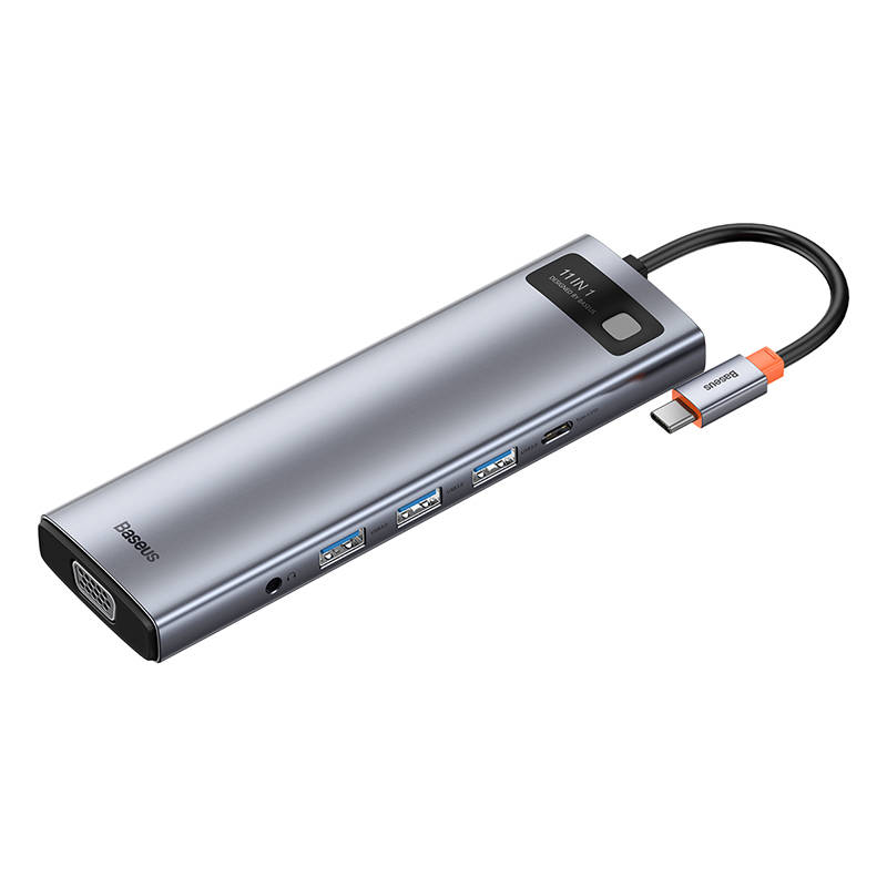 USB-C σε 3xUSB 3.0 + 2xHDMI + USB-C PD + Ethernet RJ45 + microSD/SD + VGA + AUX (Ασημί)
