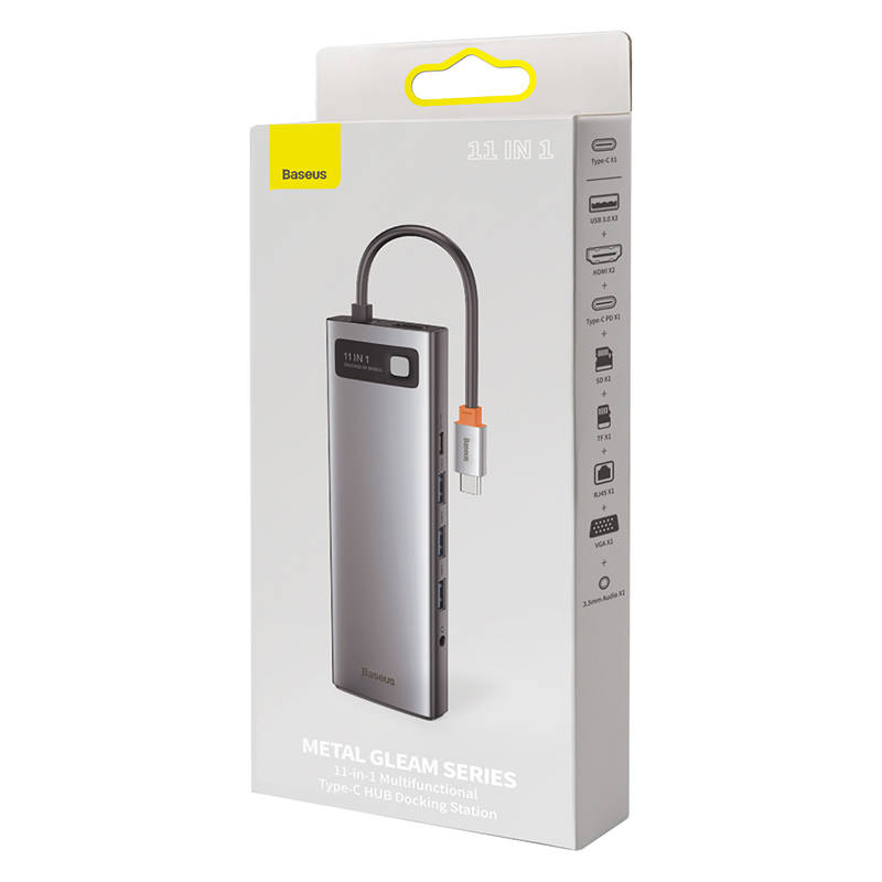 USB-C σε 3xUSB 3.0 + 2xHDMI + USB-C PD + Ethernet RJ45 + microSD/SD + VGA + AUX (Ασημί)