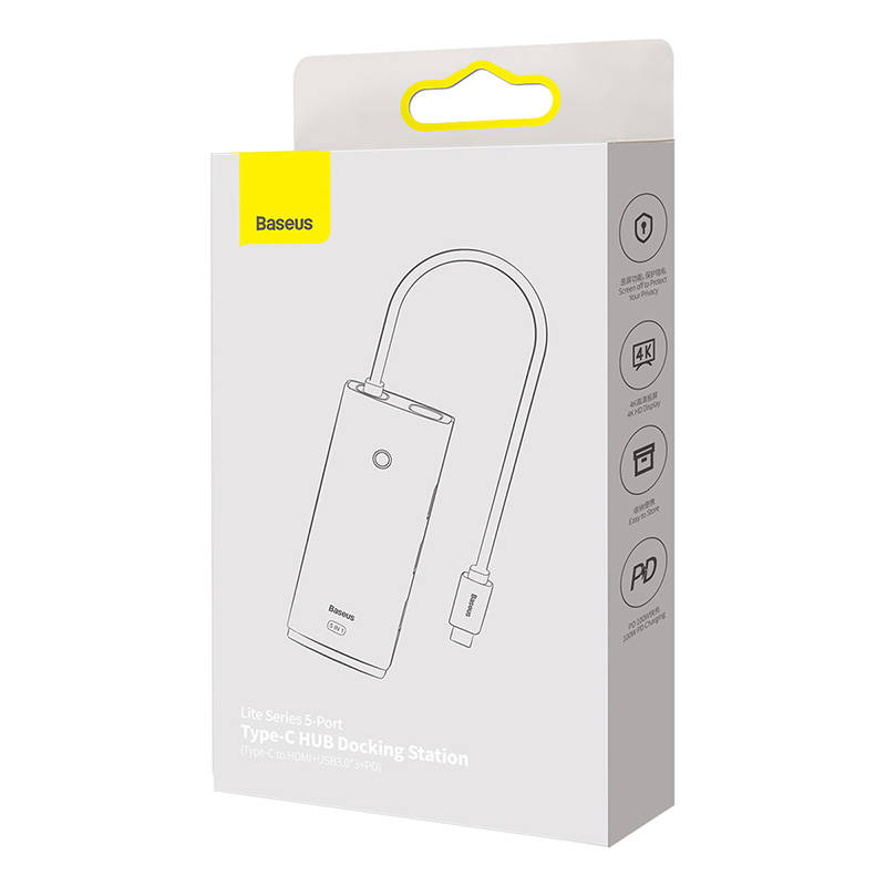 Baseus Docking Station 5σε1 USB-C σε 3xUSB 3.0 + USB-C + HDMI Lite Series (Λευκό)