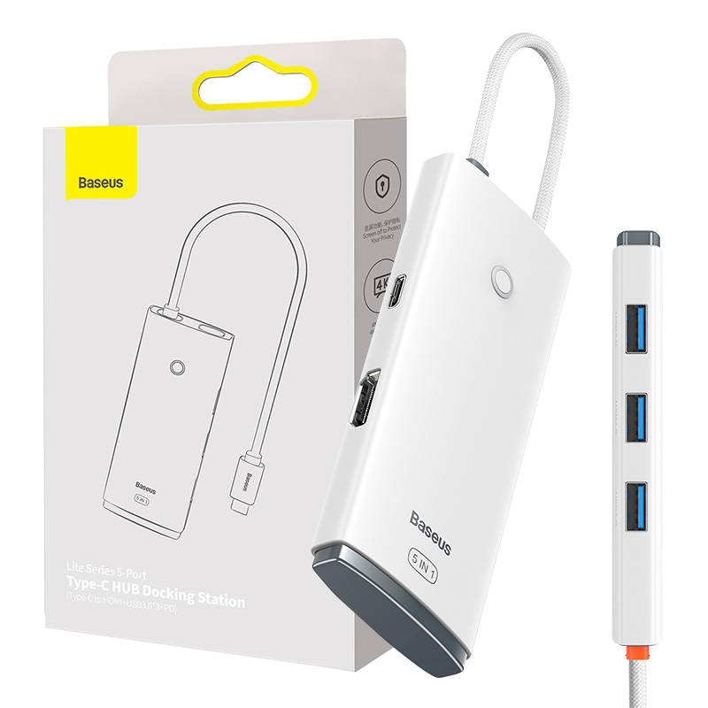 Baseus Docking Station 5σε1 USB-C σε 3xUSB 3.0 + USB-C + HDMI Lite Series (Λευκό)