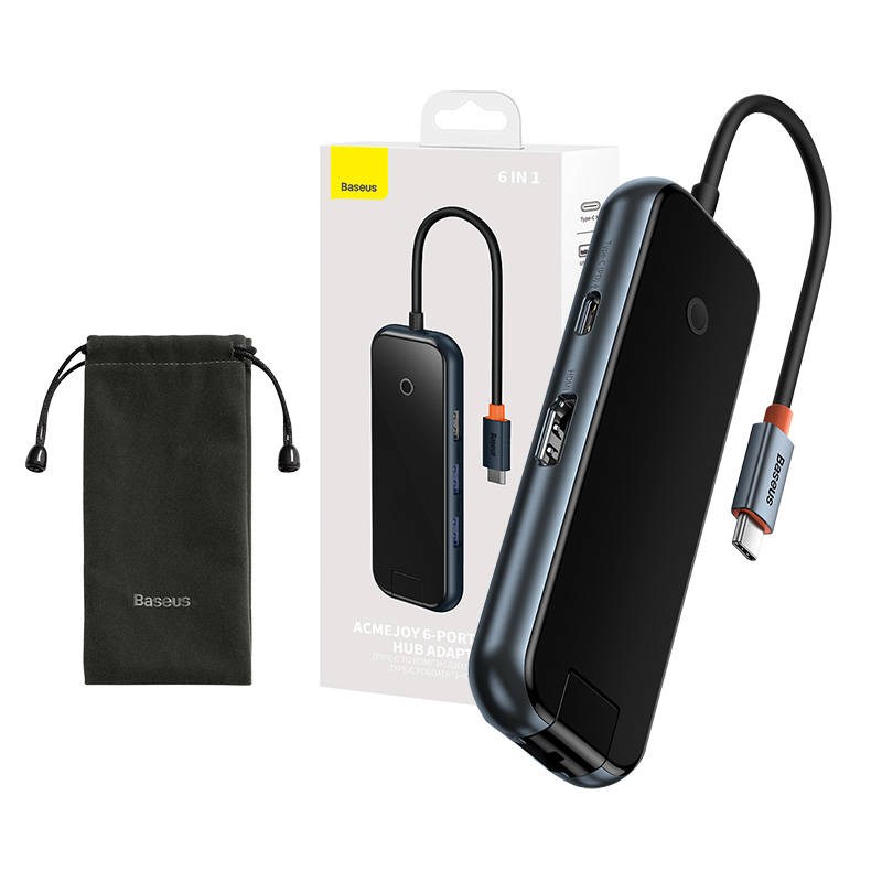 Baseus Docking Station 6σε1 AcmeJoy Series USB-C σε 2xUSB 3.0 + USB 2.0 + USB-C PD + HDMI + RJ45 (Γκρι)