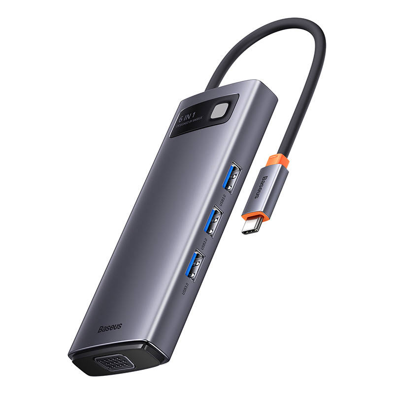 USB-C σε 3xUSB 3.0 + HDMI + USB-C PD + VGA (Γκρι)