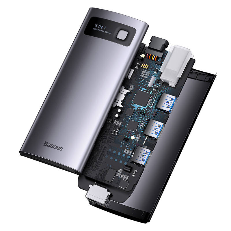 USB-C σε 3xUSB 3.0 + HDMI + USB-C PD + RJ45 (Γκρι)