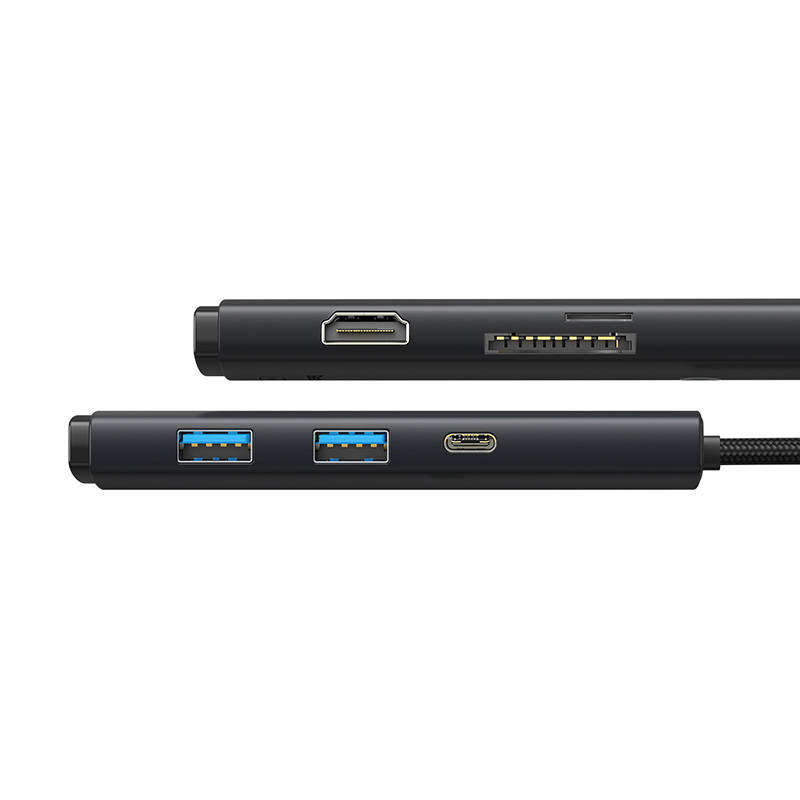 Hub 6w1 Baseus Lite Series USB-C to 2x USB 3.0 + USB-C PD + HDMI + SD/TF (black)
