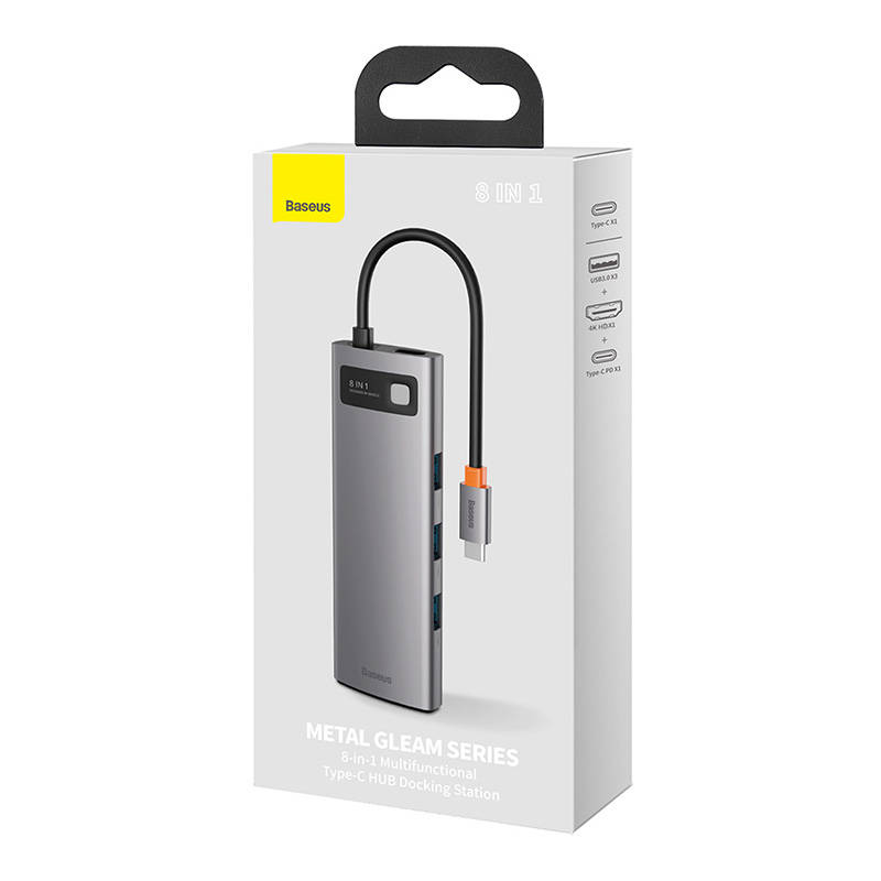 USB-C σε 3xUSB 3.0 + HDMI + USB-C PD + Ethernet RJ45 + MicroSD/SD (Ασημί)