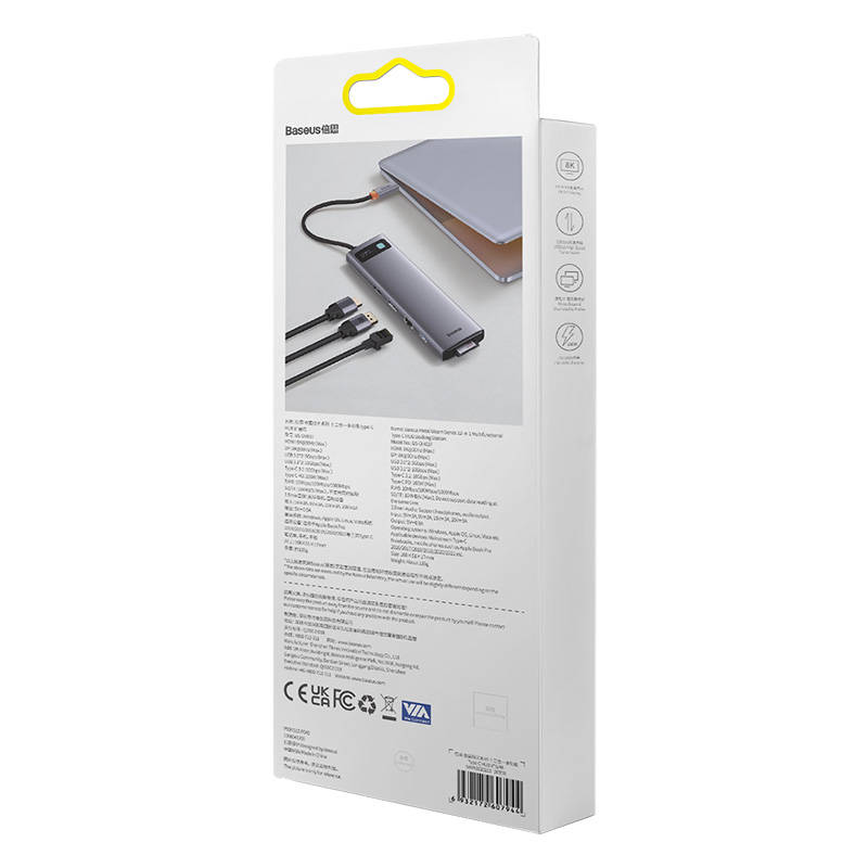 Baseus Docking Station 12σε1 USB-C Metal Gleam Series (Γκρι)