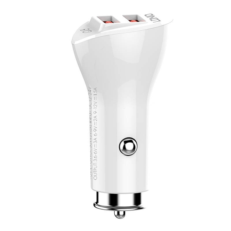 LDNIO Φορτιστής Αυτοκινήτου C511Q 2USB με Καλώδιο Lightning (Λευκό)