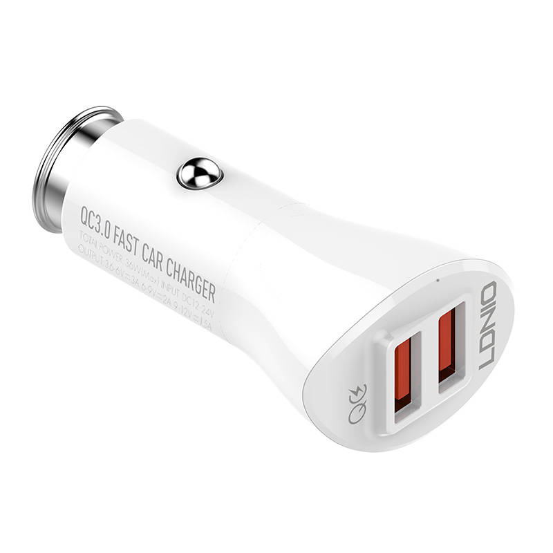 LDNIO Φορτιστής Αυτοκινήτου C511Q 2USB με Καλώδιο Lightning (Λευκό)