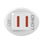 LDNIO Φορτιστής Αυτοκινήτου C511Q 2USB με Καλώδιο Lightning (Λευκό)