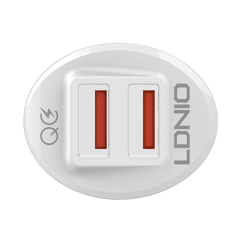 LDNIO Φορτιστής Αυτοκινήτου C511Q 2USB με Καλώδιο Lightning (Λευκό)