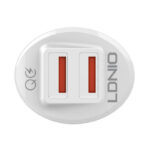 LDNIO Φορτιστής Αυτοκινήτου C511Q 2USB με Καλώδιο USB-C (Λευκό)