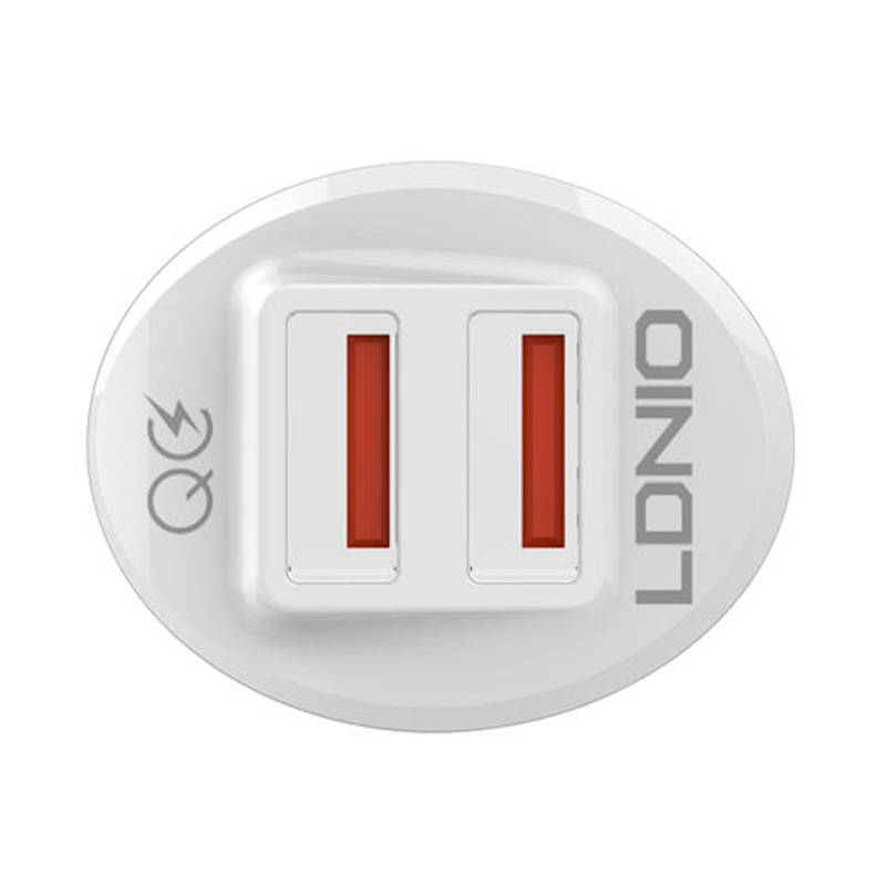 LDNIO Φορτιστής Αυτοκινήτου C511Q 2USB με Καλώδιο USB-C (Λευκό)