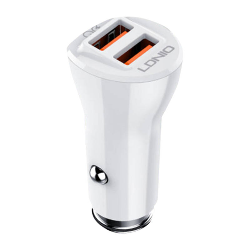 LDNIO Φορτιστής Αυτοκινήτου C511Q 2USB με Καλώδιο USB-C (Λευκό)