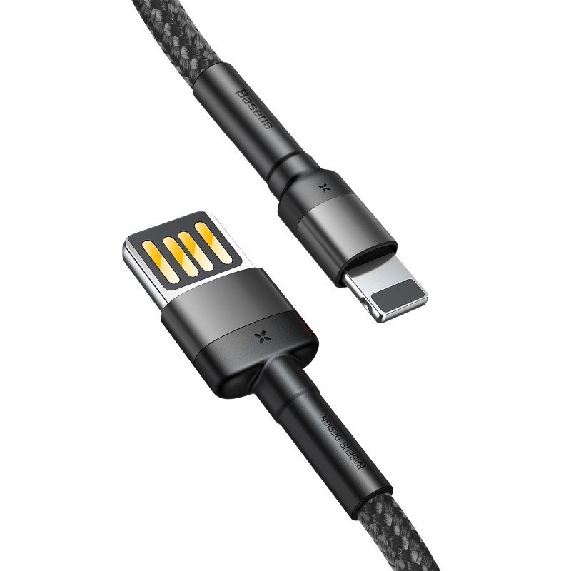 Baseus Καλώδιο USB σε Lightning Cafule Διπλής Όψης 2.4A 1m (Γκρι/Μαύρο)