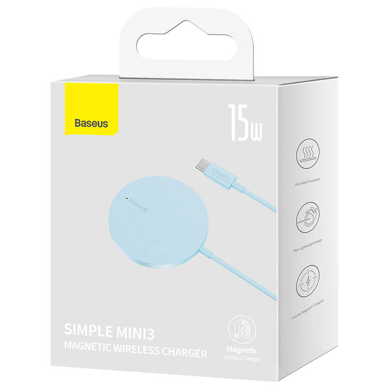 Magnetic Wireless Charger Baseus Simple Mini 3 15W (Blue)