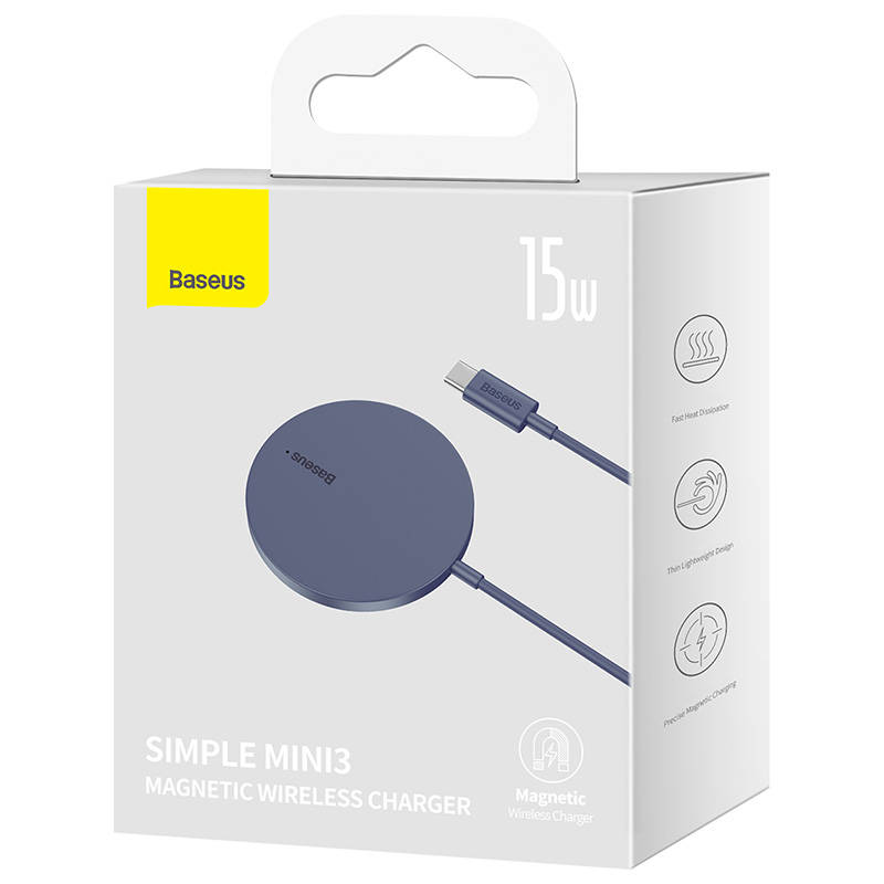Baseus Μαγνητικός Ασύρματος Φορτιστής Simple Mini3 15W (Μοβ)