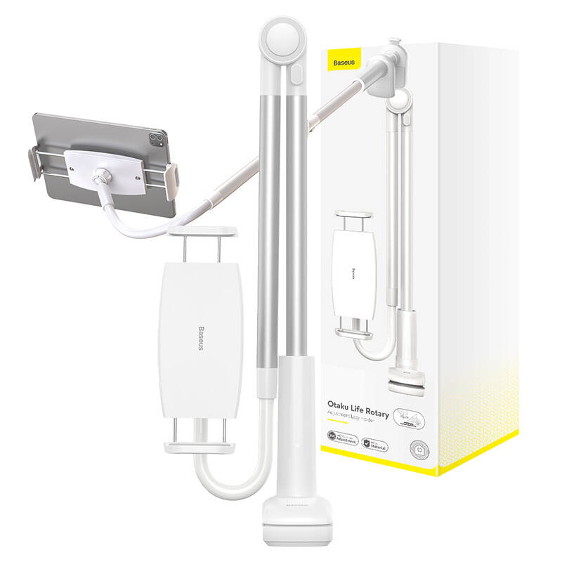 Baseus Βάση για Κινητό/Tablet με Βραχίονα Otaku Life Rotary Pro (Ασημί/Λευκό)