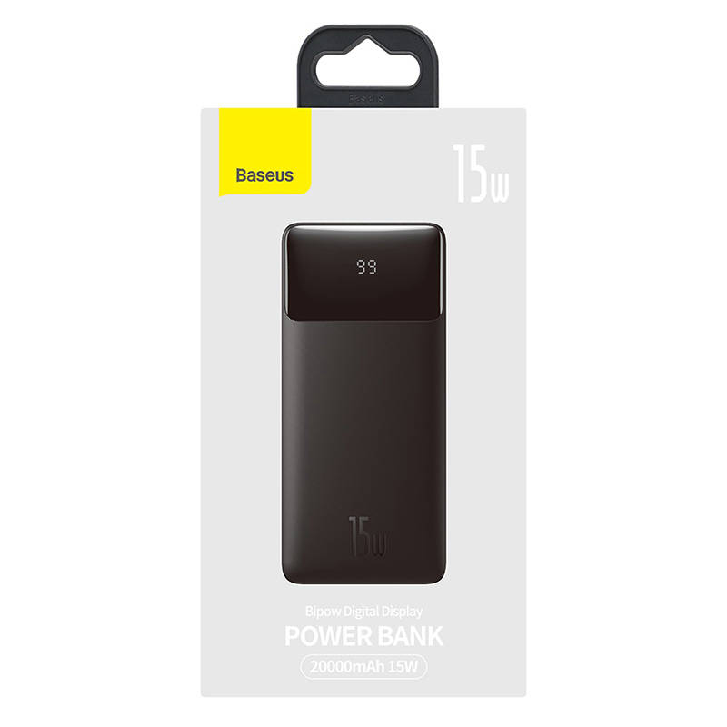 Baseus Powerbank Bipow 20000mAh 2xUSB USB-C 15W (Μαύρο)