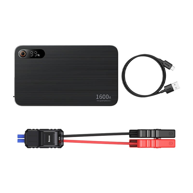 Baseus Φορητός Εκκινητής Μπαταρίας Αυτοκινήτου/Powerbank Super Energy PRO 1600A USB (Μαύρο)