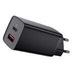Baseus Φορτιστής Ταχείας Φόρτισης GaN2 Lite USB+USB-C 65W EU (Μαύρο)