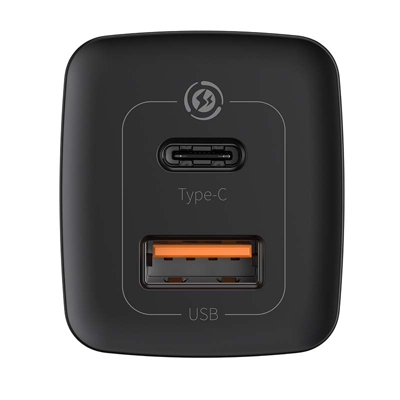 Baseus Φορτιστής Ταχείας Φόρτισης GaN2 Lite USB+USB-C 65W EU (Μαύρο)