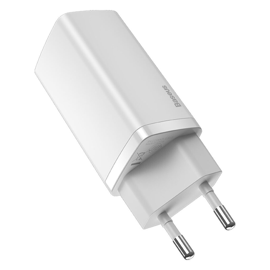 Baseus Φορτιστής Ταχείας Φόρτισης GaN2 Lite USB+USB-C 65W EU (Λευκό)
