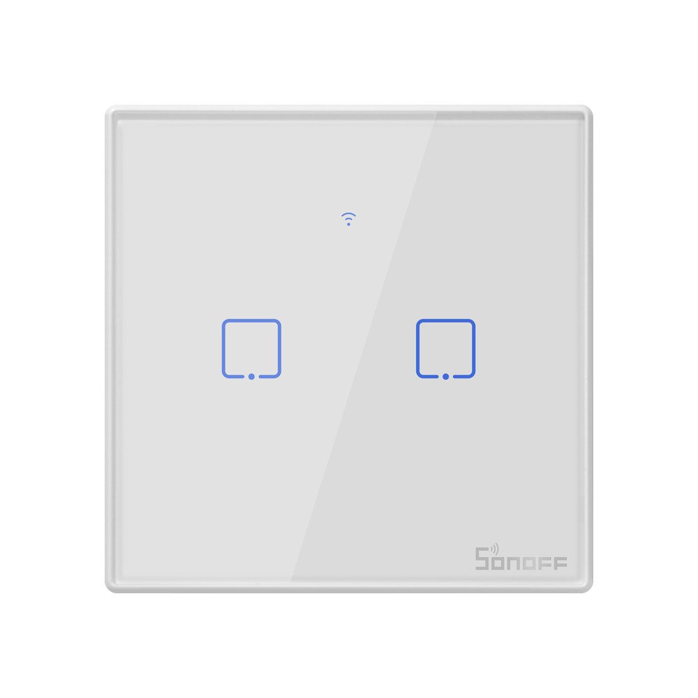 Sonoff Έξυπνος Διακόπτης Χωνευτός WiFi + RF 433 T2 EU TX (2 καναλιών) (Λευκό)