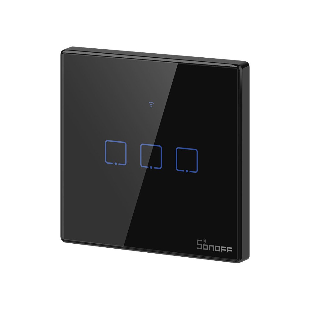 Sonoff Έξυπνος Διακόπτης Χωνευτός WiFi + RF 433 T3 EU TX (3 καναλιών) (Μαύρο)