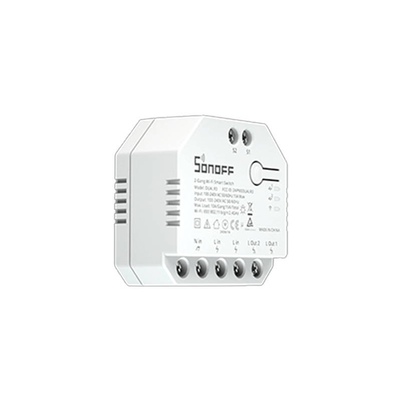 Sonoff Έξυπνος Ενδιάμεσος Διακόπτης WiFi Dual R3 (Λευκό)