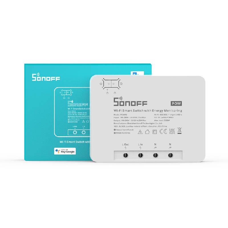 Sonoff Έξυπνος Ενδιάμεσος Διακόπτης Wi-Fi με Παρακολούθηση Ενέργειας POWR3 (25A/5500W) (Λευκό)