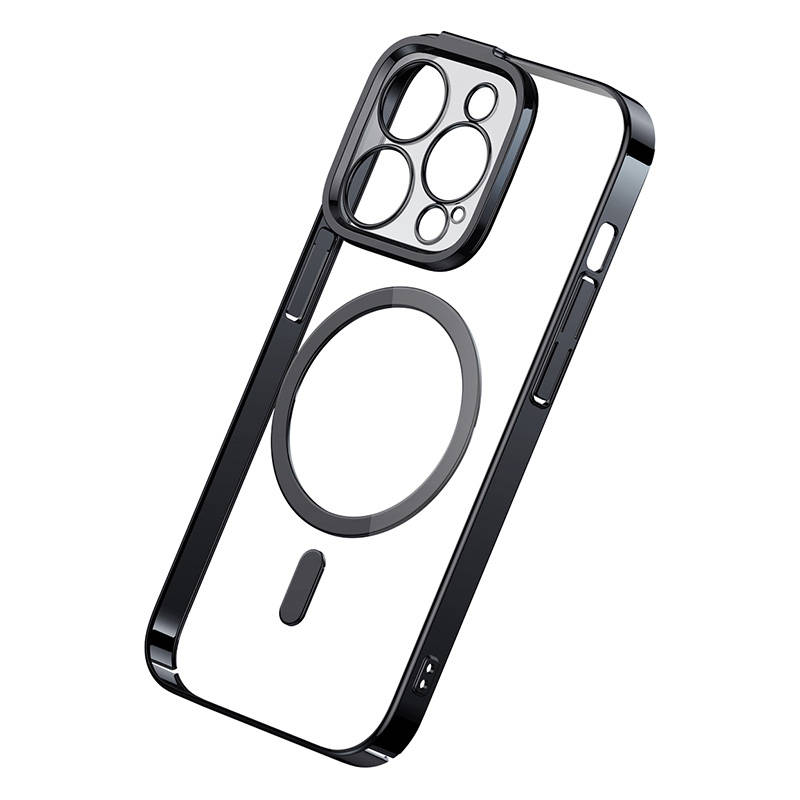 Baseus Μαγνητική Θήκη Glitter και Προστατευτικό Οθόνης Tempered Glass για iPhone 14 Pro (Μαύρο/Διαφανές)