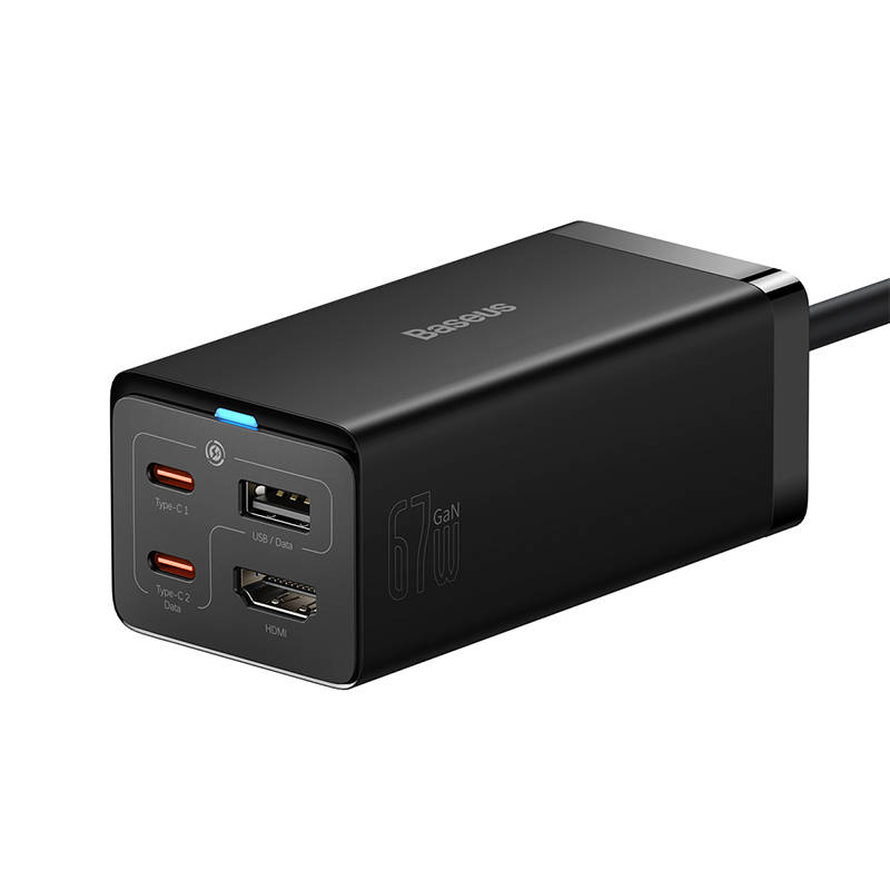 Baseus Φορτιστής GaN5 Pro 2xUSB-C + USB + HDMI 67W (Μαύρο)