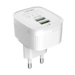 LDNIO Φορτιστής A201 2USB με καλώδιο MicroUSB (Λευκό)