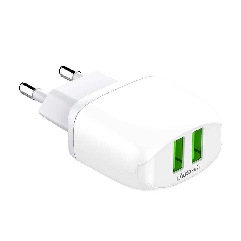 LDNIO Φορτιστής A2219 2USB με καλώδιο MicroUSB (Λευκό)