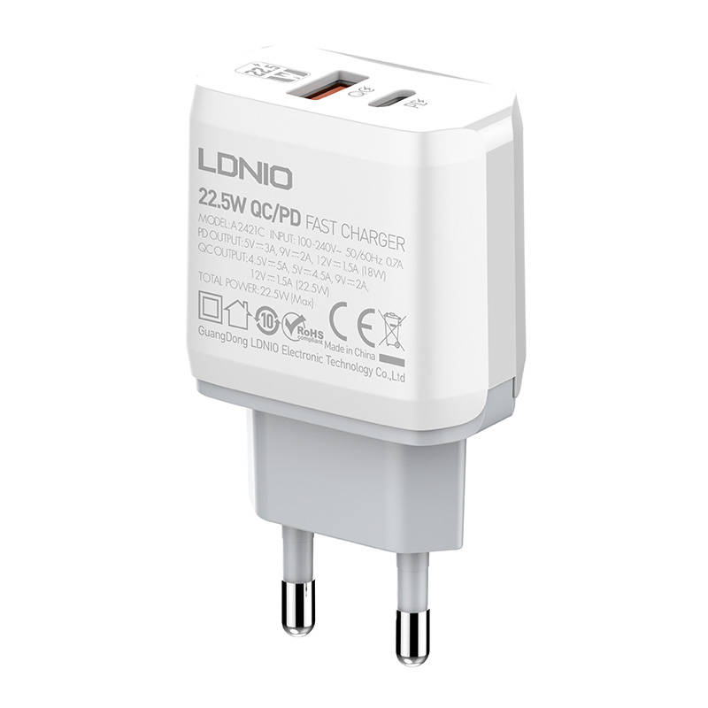 USB-C 22.5W με Καλώδιο USB-C (Λευκό)