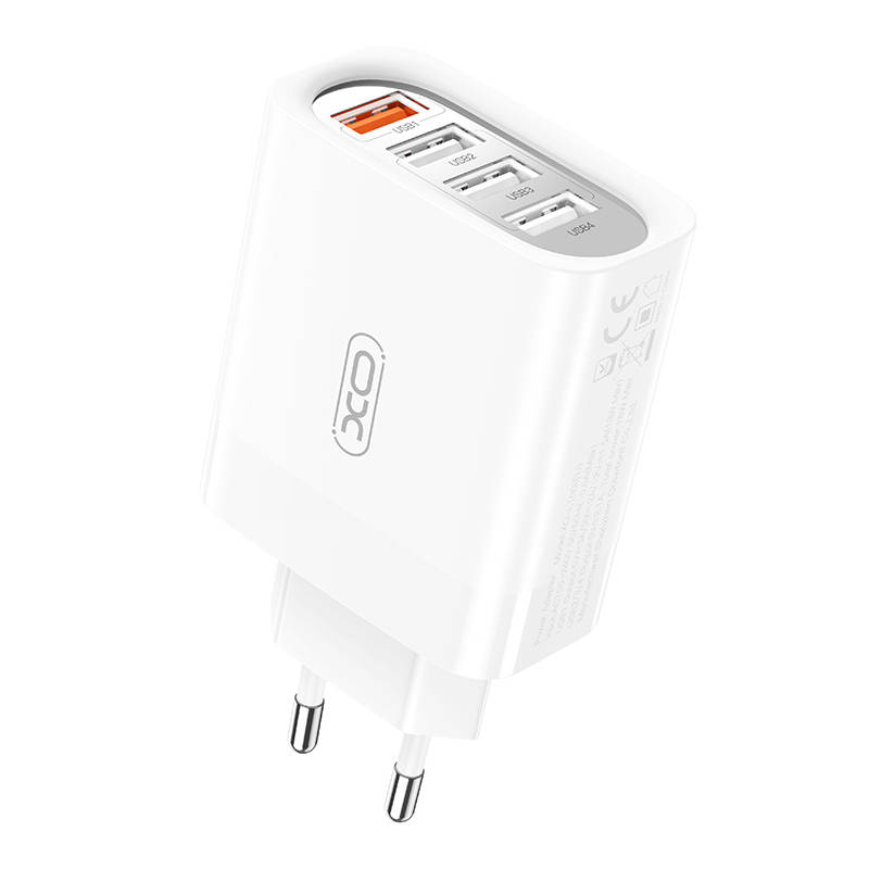 XO Φορτιστής L100 USB QC 3.0 + 3x USB 2.4A (Λευκό)