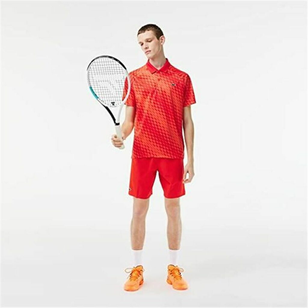 Ανδρική Μπλούζα Polo με Κοντό Μανίκι Lacoste Sport x Novak Djokovic Regular Fit Piqué Κόκκινο