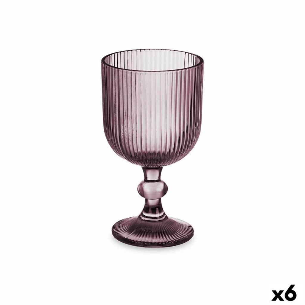 Ποτήρι κρασιού Ρίγες Γκρι Γυαλί 260 ml (x6)